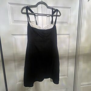 Reformation Black Dress with White Lace Detail size 8
